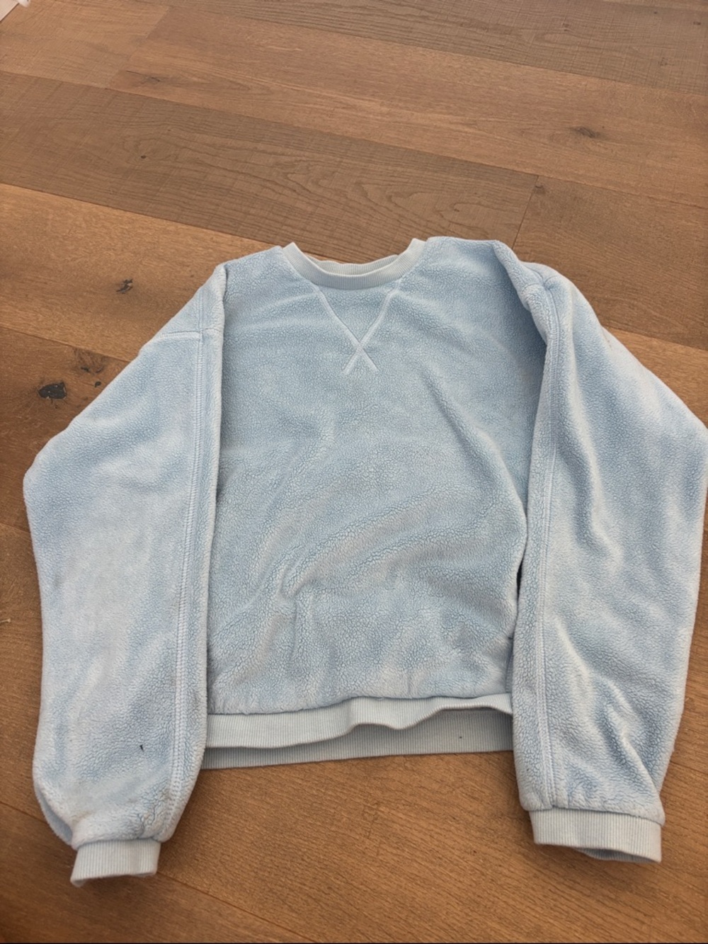 Athleta Baby Blue Plush Fleece Crew Sweatshirt